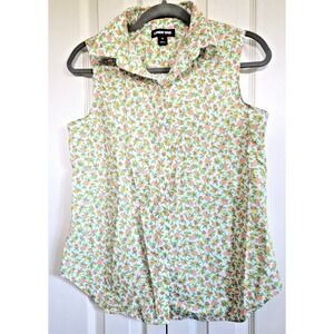 Land's End Size 8 Supima Cotton Sleeveless Button Down‎ Shirt Citrus Design NWOT